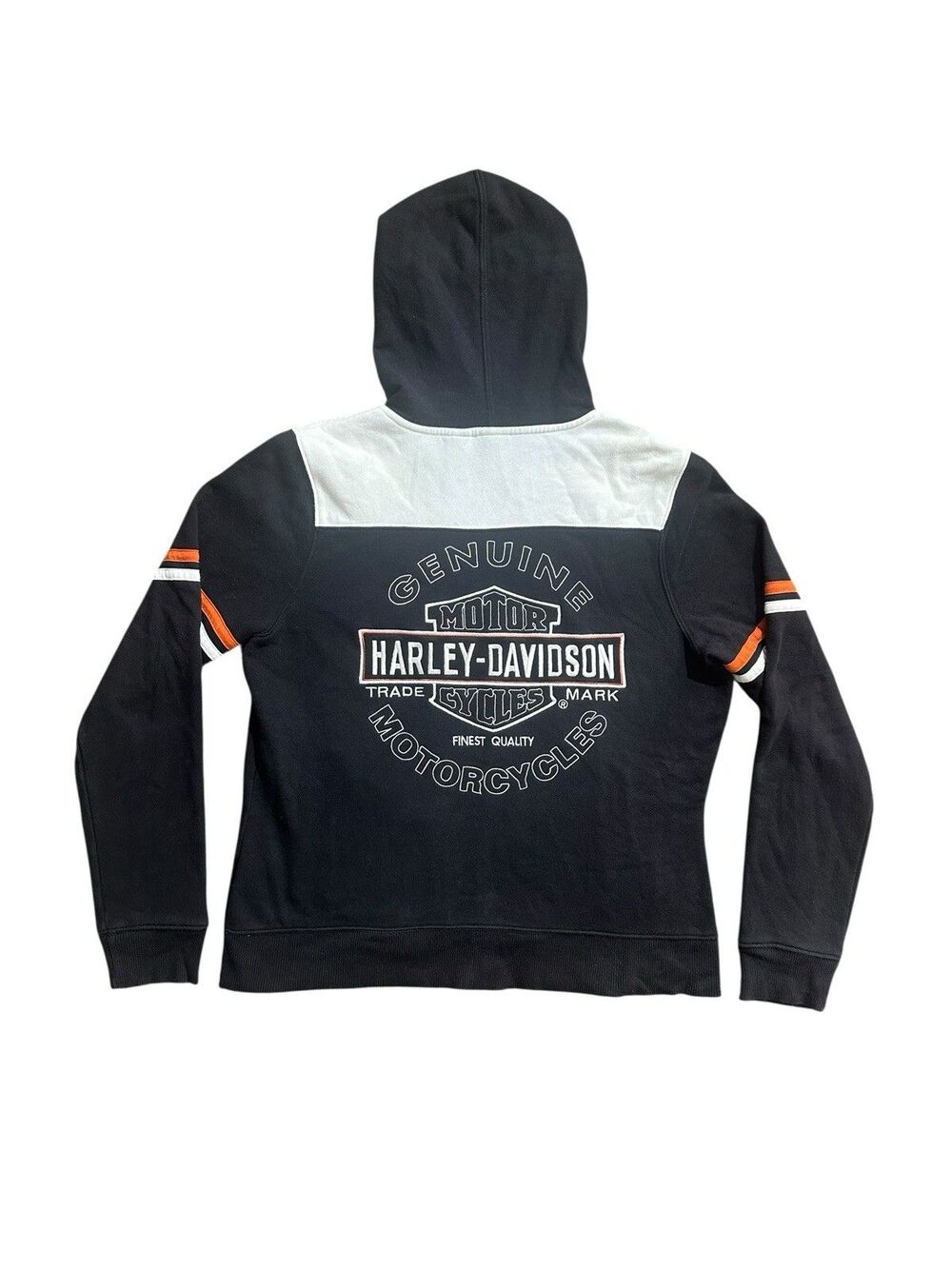 Harley Davidson Big Logo Unisex Black Vintage Y2K FullZip Hoodie Double Sided XL